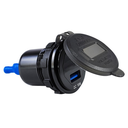 Гнездо зарядное в алюминиевом корпусе, USB + Type C + указатель мощности (10269776)