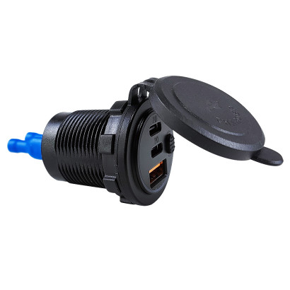 Гнездо зарядное, USB + 2 Type C + кнопка включения (10269778)