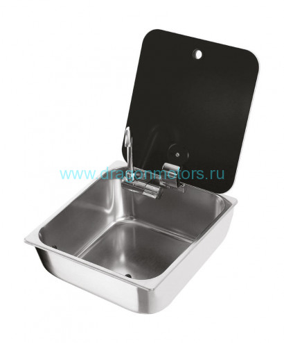 Мойка квадратная с краном, стеклянная крышка, CAN, LR1760