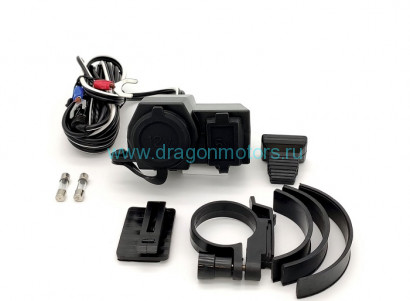 2 в 1 USB розетка + разъем прикуривателя 12 V