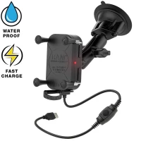 RAM-B-166-UN12W RAM Tough-Charge с X-Grip на авто с беспроводной зарядкой,присоска,шар 25 мм (1)