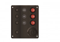 Панель бортового питания 3 переключателя, USB зарядка, индикация, автоматы - 10027-BKU