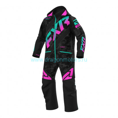 Комбинезон FXR CX с утеплителем - Black Camo/Mint-E Pink Fade