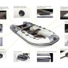 Надувная лодка ПВХ, Ривьера Компакт 3200 СК Комби, светло-серый/графит