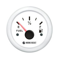 Указатель уровня топлива 0-190 Ом (ЕВРО), белый циферблат, белый ободок, д. 52 мм, Marine Rocket