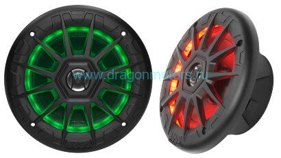 Динамики Boss морские 200W 5,25" с RGB подсветкой (2 шт., черные)