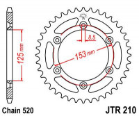 JT звезда задняя алюминий JTA210.50