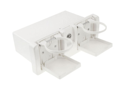 Ящик для мелочей врезной, с замком и складным подстаканником, белый