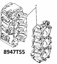 8947T55 Блок цилиндров для MERCURY 75-90, для моделей с автомиксом OEM: 876-8947T55 (оригинал)