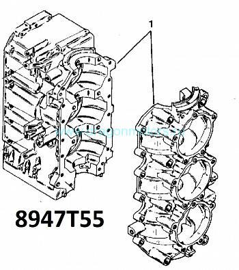 8947T55 Блок цилиндров для MERCURY 75-90, для моделей с автомиксом OEM: 876-8947T55 (оригинал)