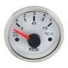 Указатель давления масла 0-5 бар, белый циферблат, нержавеющий ободок, д. 52 мм