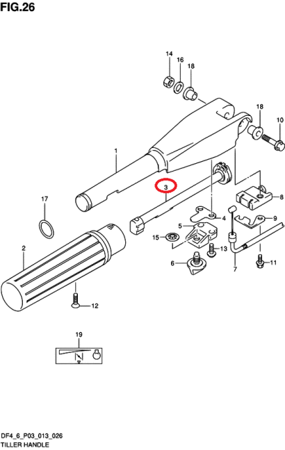Тяга румпеля Suzuki DF4-5-6 OEM: 63221-91J10-000