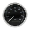 Тахометр 0-8000 об/мин со счетчиком моточасов делитель 0.5-250, черный циферблат, нержавеющий ободок, д. 85 мм