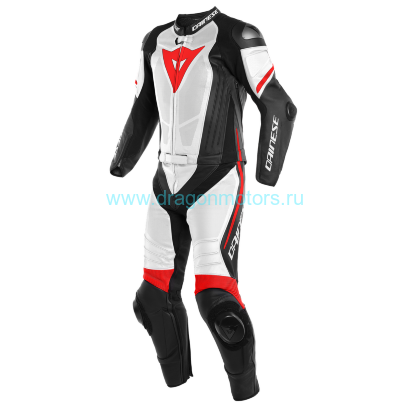 Комбинезон кожаный DAINESE LAGUNA SECA 4 2PCS PERF. - BLACK-MATT/WHITE/FLUO-RED