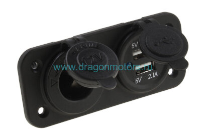Панель с USB-разъемом 5В 3.1А и прикуривателем - AES121438PU