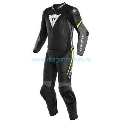 Комбинезон кожаный DAINESE LAGUNA SECA 4 2PCS - BLACK/CHARCOAL-GRAY/FLUO-YELLOW