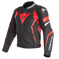 Куртка кожаная DAINESE AVRO 4 - BLACK-MATT/LAVA-RED/WHITE