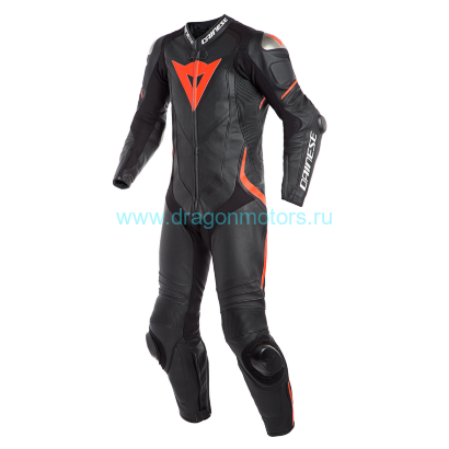 Комбинезон кожаный DAINESE LAGUNA SECA 4 1PC PERF. - BLACK/BLACK/FLUO-RED
