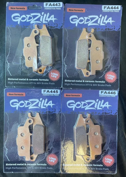 Комплект тормозных усиленных колодок Godzilla FA443+FA444+FA445+FA446 для квадроцикла YAMAHA