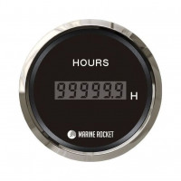 Счетчик моточасов цифровой 0-99999, 9 ч., черный циферблат, нержавеющий ободок, д. 52 мм, Marine Rocket (HMD0003BSMR)