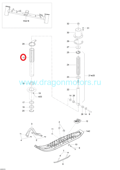 Стойка лыжи Ski-Doo SKI LEG 505072778