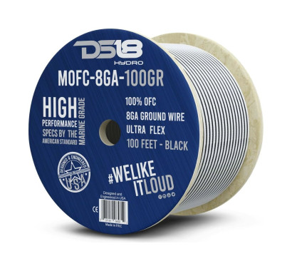 Силовой провод из 100% меди для морского применения 8-GA 30 м. черный MOFC8GA100G, DS18