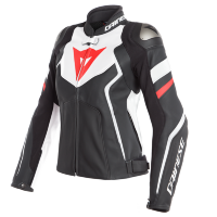 Куртка кожаная DAINESE AVRO 4 LADY - BLACK-MATT/WHITE/FLUO-RED