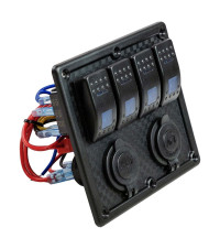 Панель бортового питания 4 переключателя, USB зарядка, разъем прикуривателя