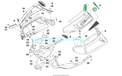 Боковина нижняя часть пластика на Arctic Cat Bearcat 570XT / Z1 4718-078 / 4718-079 / 3718-442 / 2718-835 / 3718-350 / 3718-351 / 2718-288 / 2718-793/ 4718-880 / 4718-932