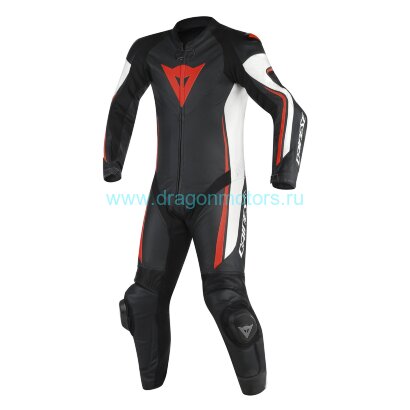 Комбинезон кожаный DAINESE ASSEN PERF PROF. - BLACK/WHITE/RED-FLUO