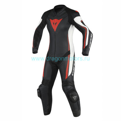 Комбинезон кожаный DAINESE ASSEN 1 PC PERF. LADY - BLACK/WHITE/RED-FLUO