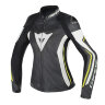 Куртка кожаная DAINESE ASSEN LADY - BLACK/WHITE/YELLOW-FLUO