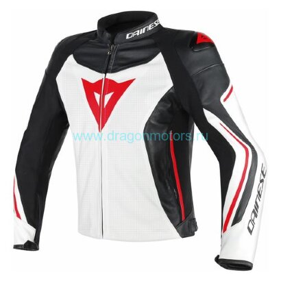 Куртка кожаная DAINESE ASSEN - WHITE/BLACK/RED-LAVA