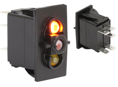 Клавишный выключатель, 2 светодиода, трехпозиционный, с возвратной пружиной, без клавиши (10265574)