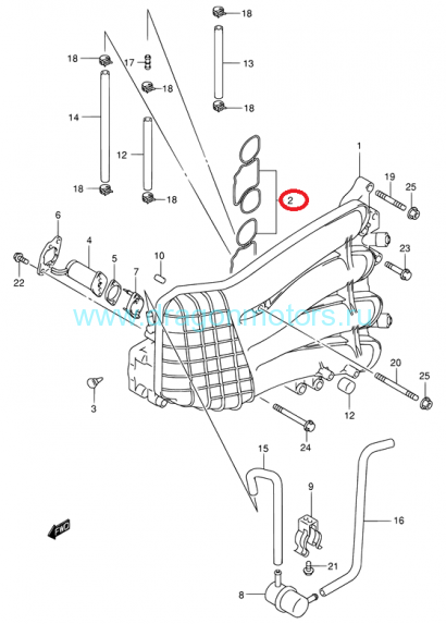 Прокладка впускного коллектора Suzuki DF 60-70 2002-2009 13119-99E10-000